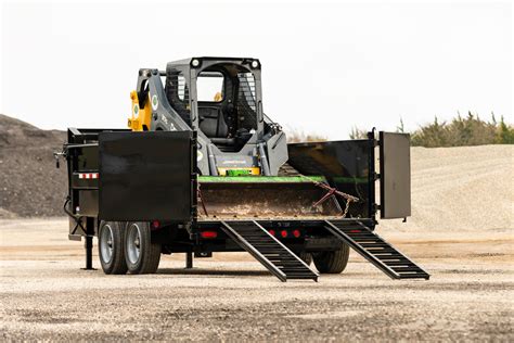 loading a skid steer on over the axle dump trailer|16 foot skid steer dump trailer.